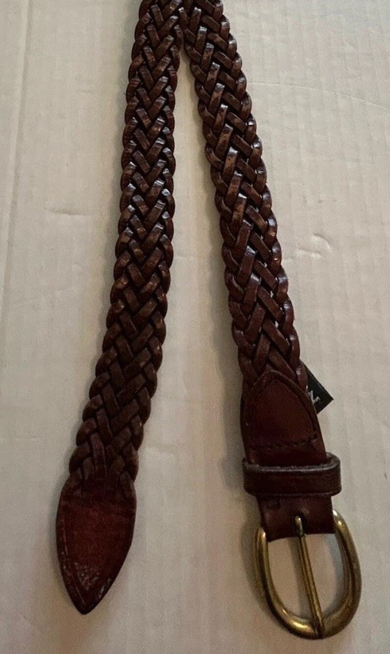Brighton Brown Genuine Leather Braided‎ Woven Belt Men's Size 36 Style 33113